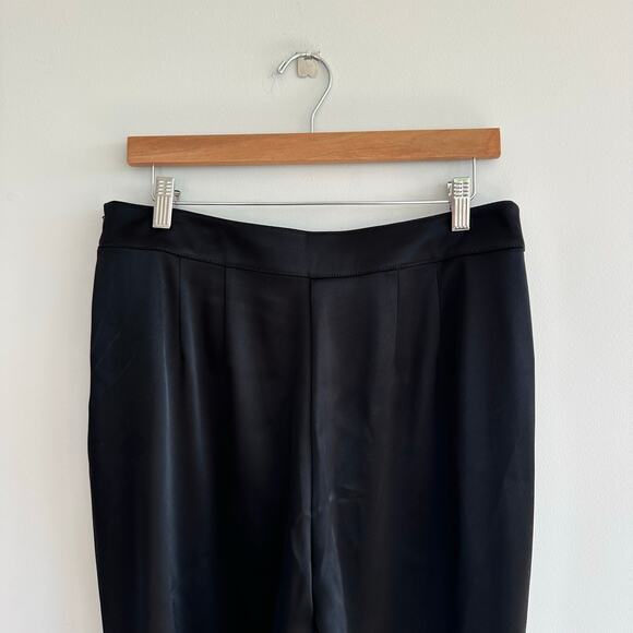 ST. JOHN Caviar Emma Liquid Satin Side Zip Pants Black 10 - Picture 10 of 11